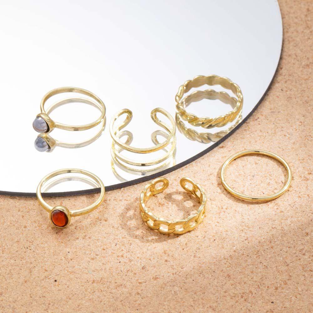 Set 6 Nhẫn Hợp Kim Hình Trái Tim Thời Trang Cho Nữ|Trang Sức Thời Trang Nhiều Màu Sắc|Nhẫn Khớp Ngón Tay Độc Đáo Cá Tính