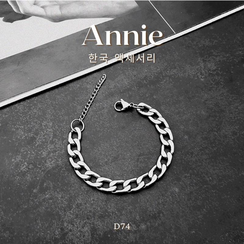 Vòng tay lắc tay mắt xích bạc phong cách cá tính năng động unisex ANNIE - D74