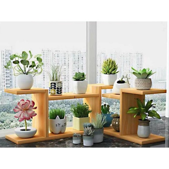 Kệ gỗ trang trí cây cảnh mini 4 VỊ TRÍ , trang trí cây cảnh mini, sen đá ,đồ lưu niệm...KÍCH THƯỚC 25X20X10CM