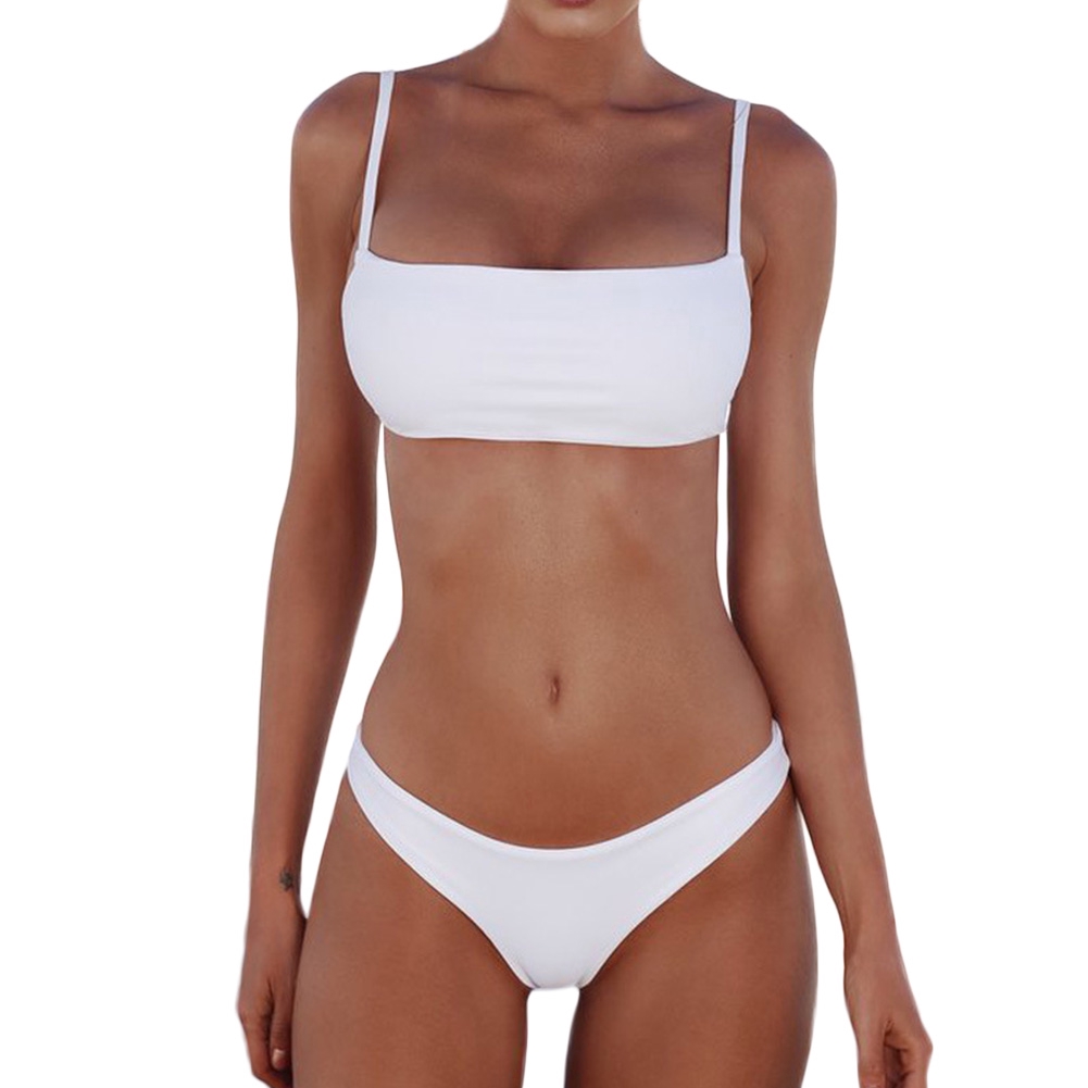 Bikini hai mảnh màu trơn phong cách đơn giản dành cho nữ | BigBuy360 - bigbuy360.vn