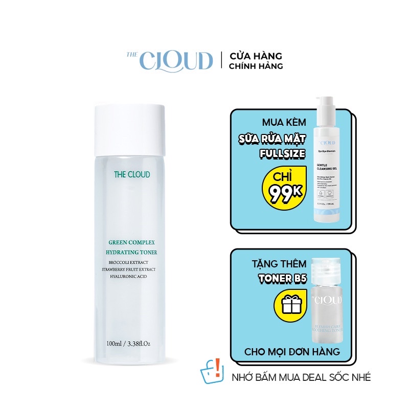 Toner B5 The Cloud phục hồi, dưỡng ẩm và làm sáng da sau mụn 100mL