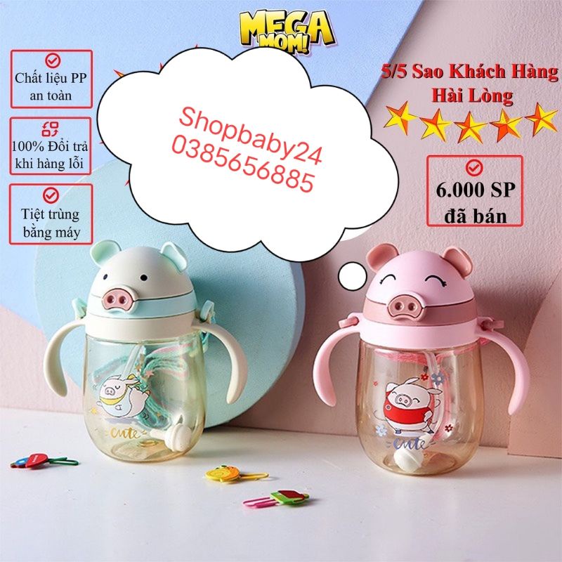 Bình nước có ống hút cho em bé từ 6 tháng trở lên 350Ml