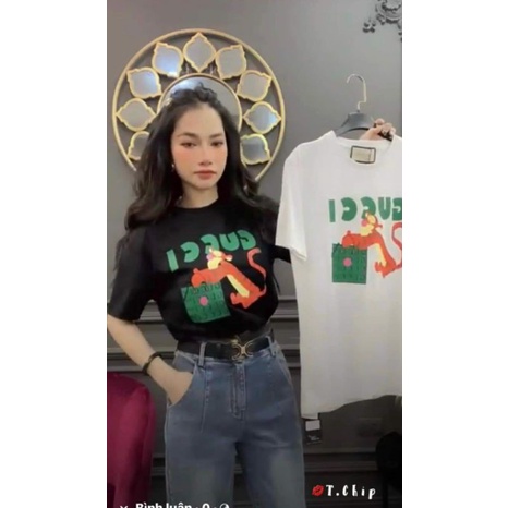 ÁO THUN FREESIZE HỌA TIẾT GUCCI SANG TRỌNG CHẤT LIỆU VẢI THUN CAO CẤP SIÊU THẤM HÚT