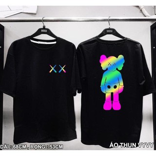 Áo phản quang in chữ kaw s hai mặt [FREESHIP] Áo unisex, áo thun đôi nam nữ đen trắng from rộng, vải cotton xịn