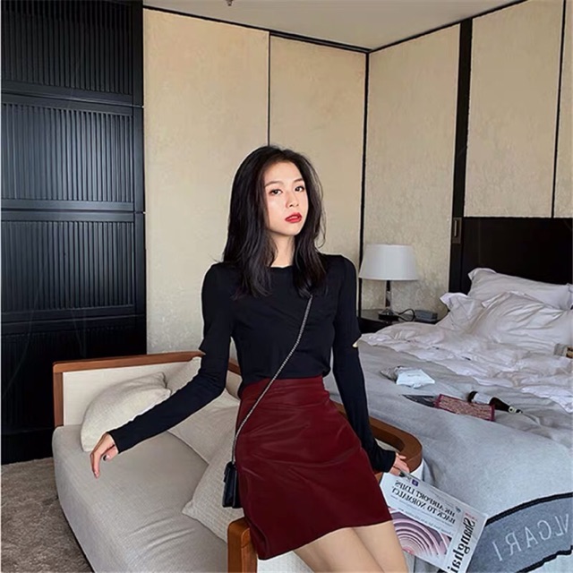 Chân váy chữ A màu đỏ (sẵn)