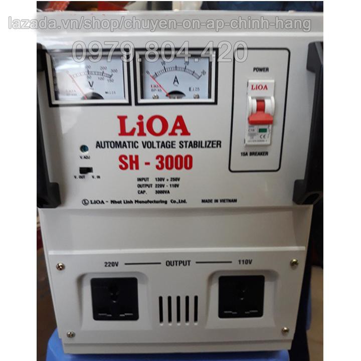 Ổn Áp Lioa 3KVA 1 Pha Dải 130-250V, Thế Hệ II 100% Dây Đồng