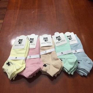 10 đôi tất vớ nữ miu miu cổ ngân chất cotton 100%