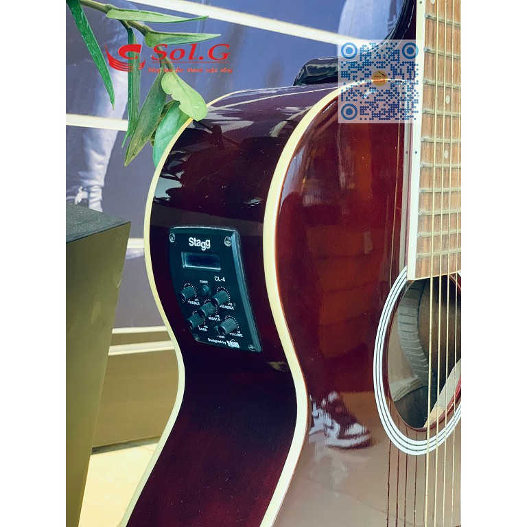 Guitar Acoustic Màu Đỏ Stagg SW206CETU-TR - Gỗ Vân Sam Nguyên Tấm - Guitar nhập khẩu - Sol.G Nhạc cụ chính hãng