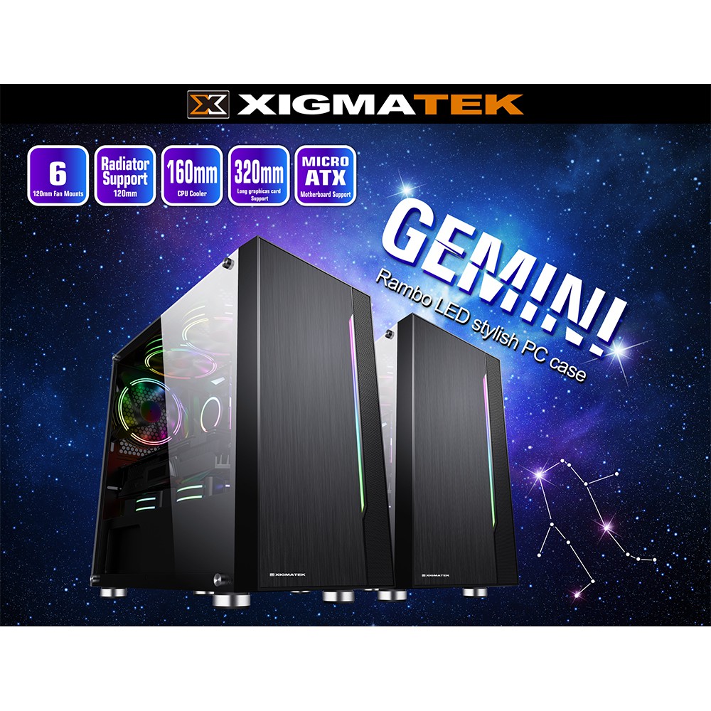 XIGMATEK GEMINI  - PREMIUM M-ATX, RGB STRIP - New - Chính Hãng Mai Hoàng
