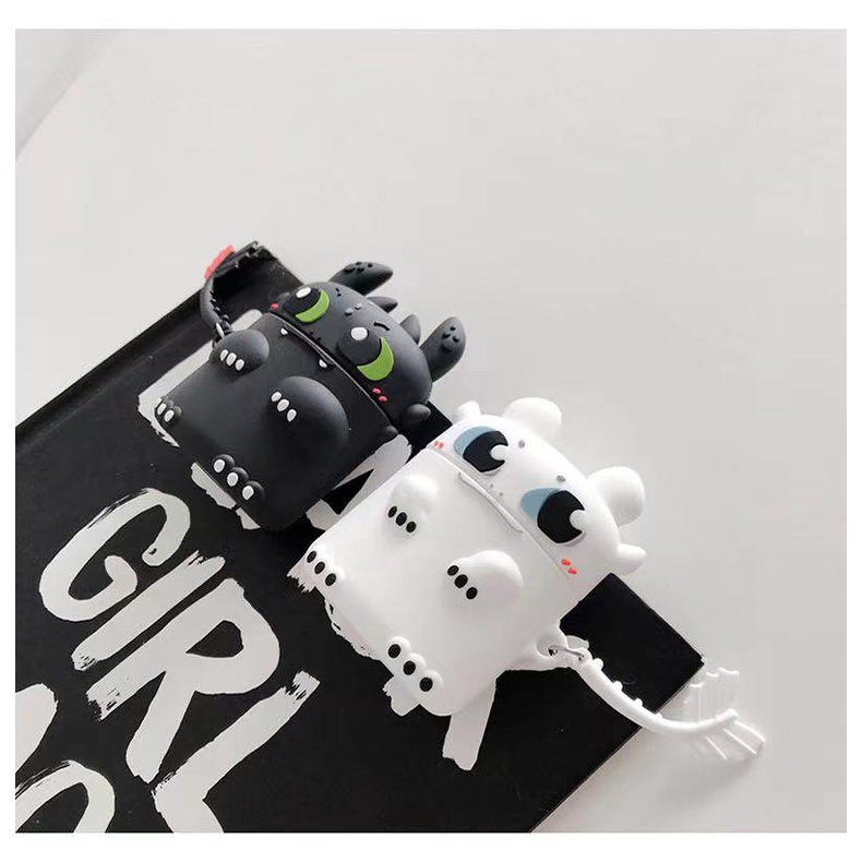 Ốp bảo vệ tai nghe Night Fury Black White Dragon tương thích với AirPods pro i12 1 / 2