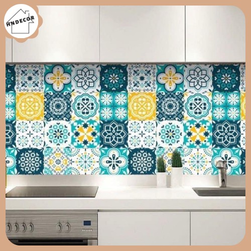 Decal gạch bông khổ 100x60cm - Decal dán bếp - Dán nhà tắm - HN Decor