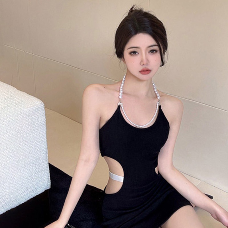 Đầm Ôm Hai Dây Hở Lưng Đính Hạt Thời Trang Hàn Quốc Gợi Cảm Cho Nữ