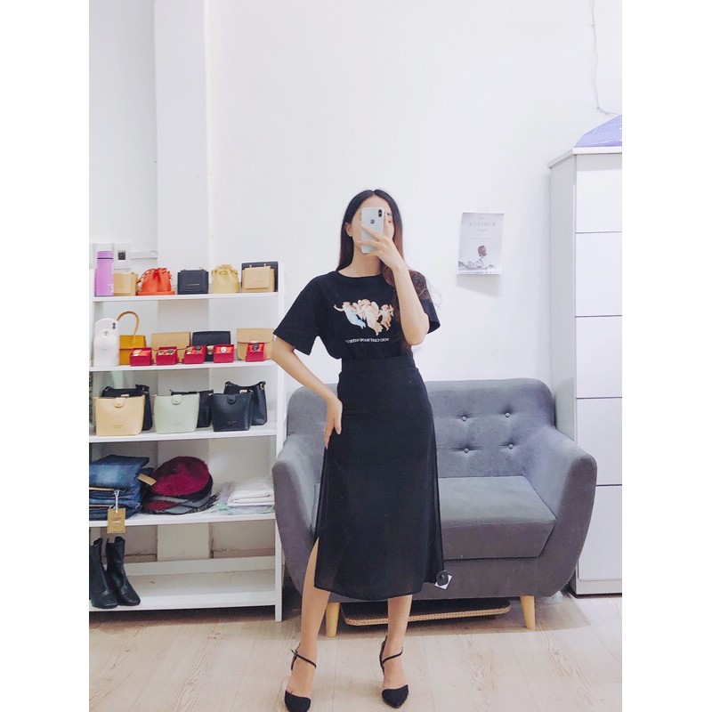 Chân váy chiffon xẻ (+hình thật)