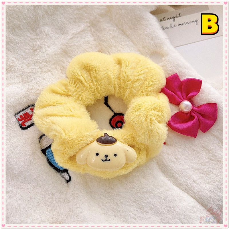 ☀ Dây Buộc Tóc Hình Cinnamoroll / Melody / Kuromi / Pom Pom Purin Hoạt Hình Nhồi Bông Xinh Xắn ☀ 1 Dây Cột Tóc Co Giãn Thời Trang Ngọt Ngào