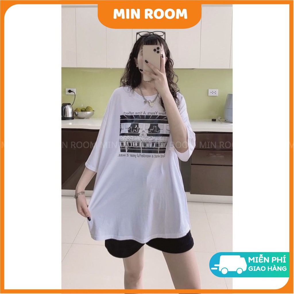 Áo Thun Tay Lỡ❤️FREESHIP❤️Áo Thun Tay Lỡ Unisex Nam Nữ Dáng Rộng Màu Trắng Đa Dạng - Min Room