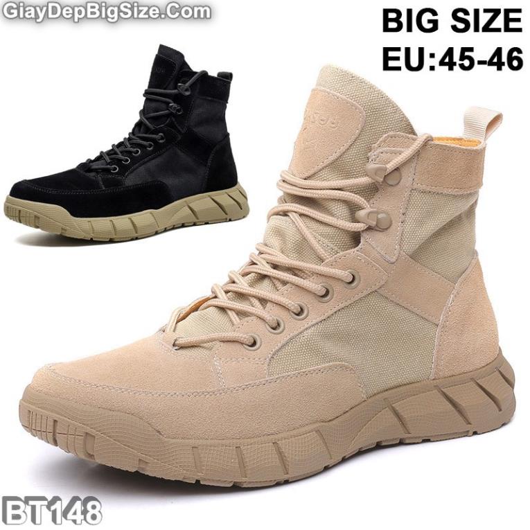🍄 Giày boot (bốt) da lộn, giày phượt cổ cao big size cỡ lớn EU:45-46 cho nam chân to