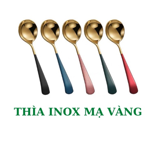 Thìa Inox mạ vàng cán dài nhiều màu sắc