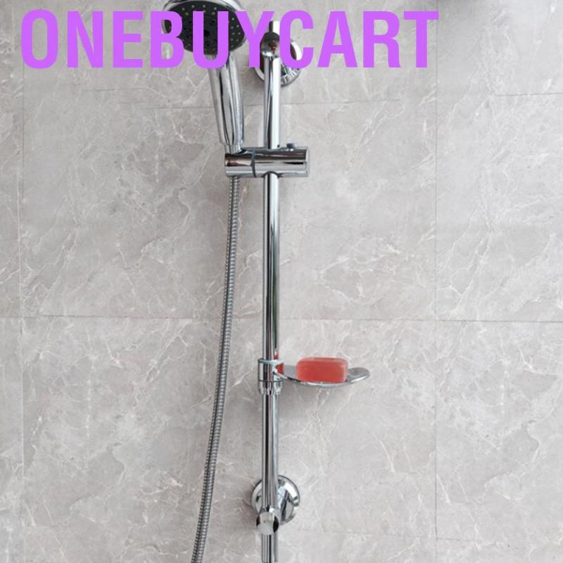 Onebuycart Stainless Steel Lift Type Shower Slide Bar Holder with Rod Soap Dish Suction Cup Install