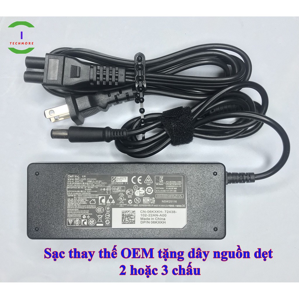 Sạc Laptop Dell 19.5V - 4.62A - 90W Chân Kim To Chính Hãng Cho E6420 E6520 3442 3443 3543