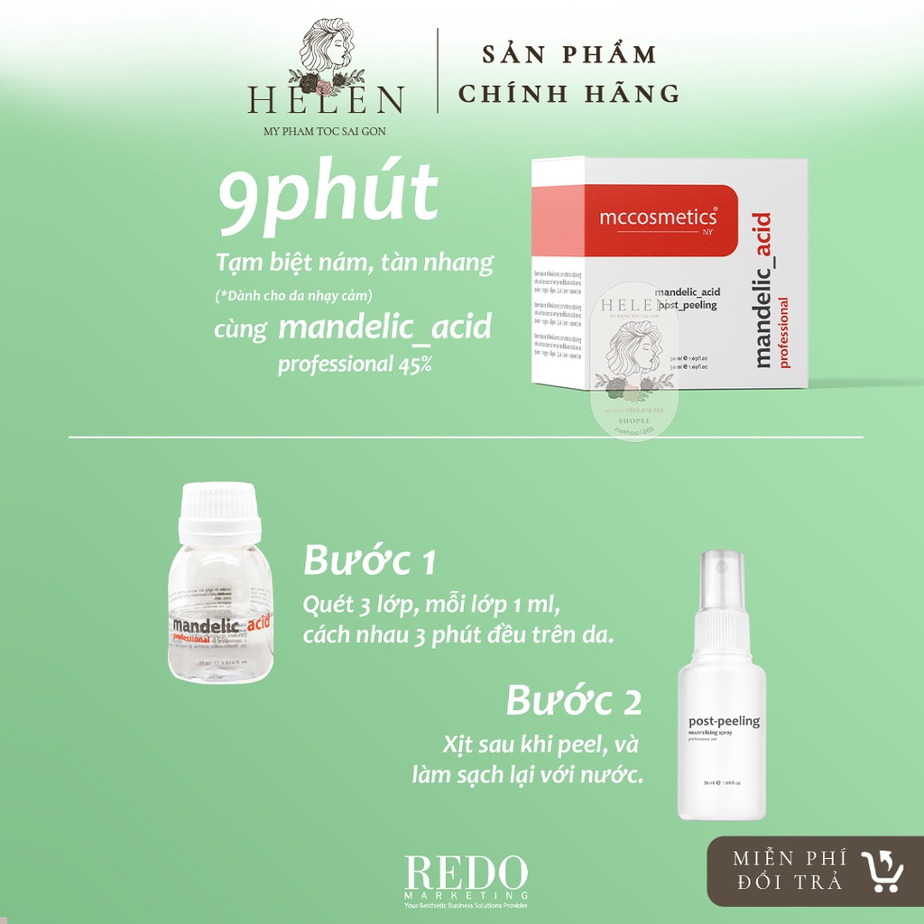 Peel MANDELIC MCCM & MCCOSMETIC-Tạm biệt nám, tàn nhang cho làn da nhạy cảm