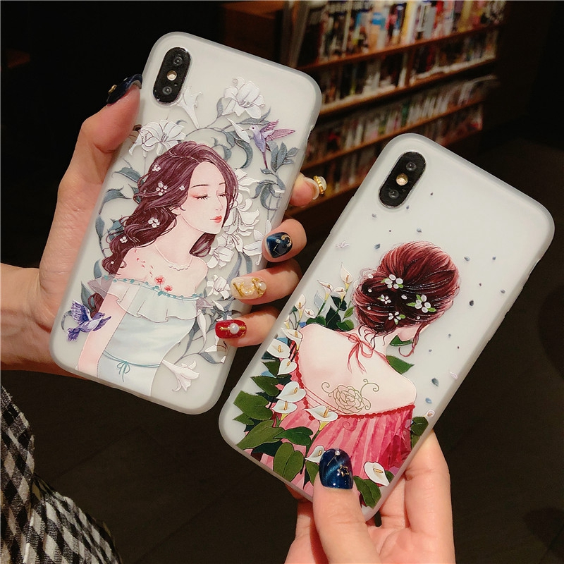 Compatible for iPhone 15 14 Pro Max 13 12 mini 6S 6 7 8 Plus 11 Pro X XR XS Max se 2020 Ốp điện thoại in hình cô gái đáng yêu cho