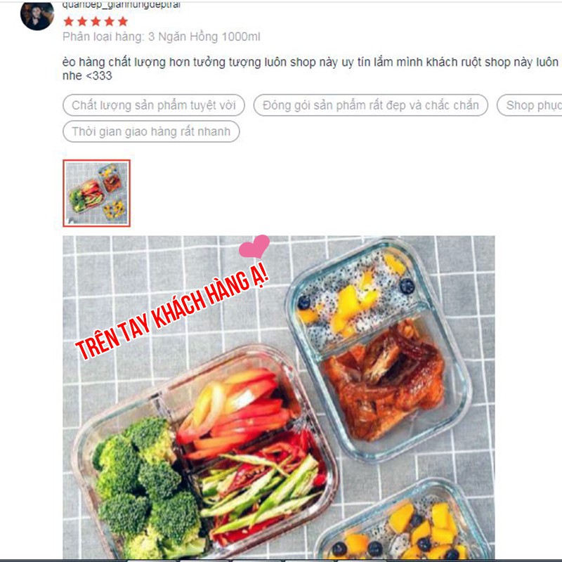 Combo hộp cơm 3,2,1 ngăn hộp đựng thức ăn thủy tinh cường lực chịu nhiệt tốt an toàn cho sức khỏe