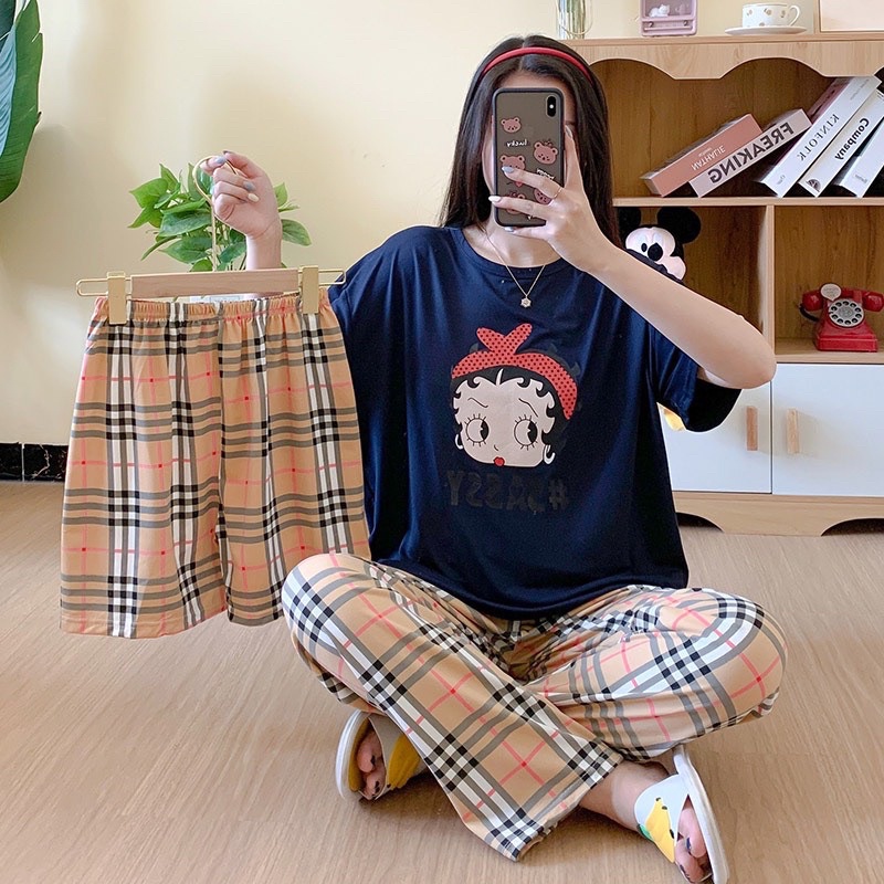 [SHOP UY TÍN]-[RẺ VÔ ĐỊCH] BỘ PIJAMA TAY NGẮN QUẦN SUÔNG THUN HOẠ TIẾT SIÊU XINH | BigBuy360 - bigbuy360.vn