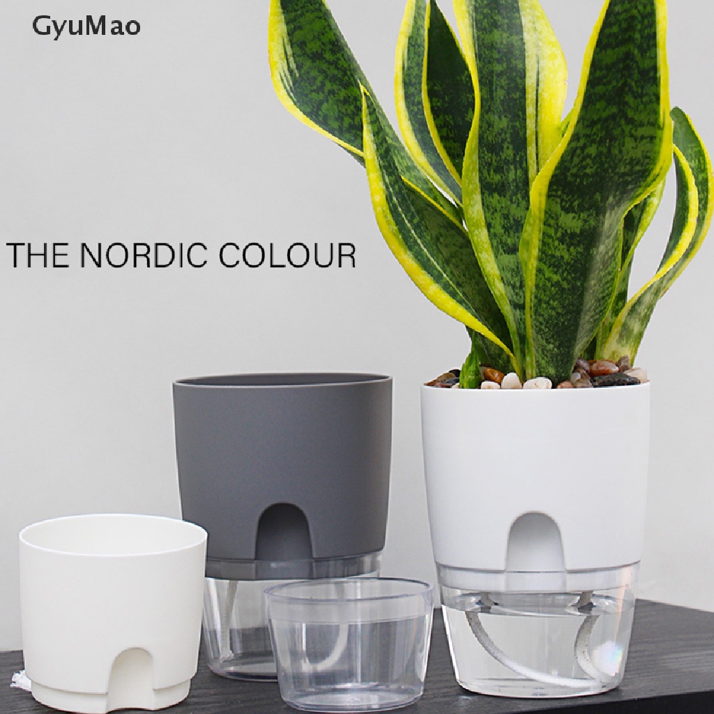 [cxGYMO] 2-layer self-watering flower pot with water container round flower pot garden  HDY