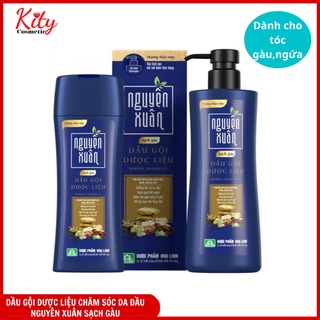 Dầu gội dược liệu Nguyên Xuân xanh dương dành cho da đầu nhiều gàu, dưỡng tóc mềm mượt