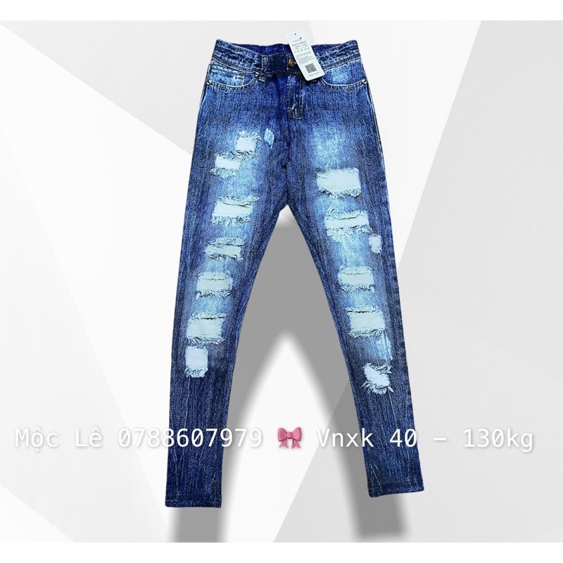 Quần legging giả jean form ôm thun dày dặn co dãn nhiều vnxk xuất nhật skinny pants