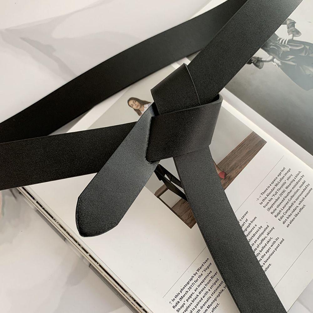 Thắt Lưng Da PU Màu Đen Thắt Nút Có Thể Điều Chỉnh Cho Nữ