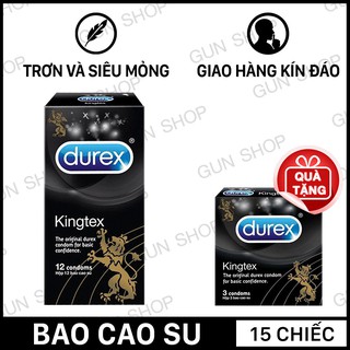 Bao cao su Durex Kingtex (Thái Lan) Siêu Mỏng size 49mm ôm sát cậu bé (12 chiếc) + Tặng 1 Kingtex 3 chiếc