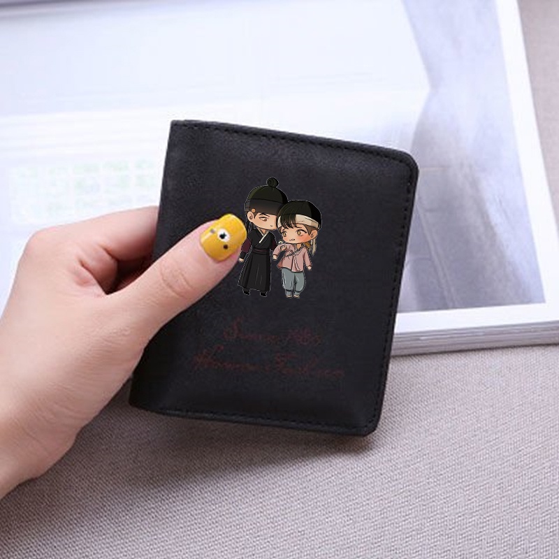 Ví ngắn đen cầm tay IN HÌNH Dạ ký boylove đựng vật dụng nhỏ anime chibi
