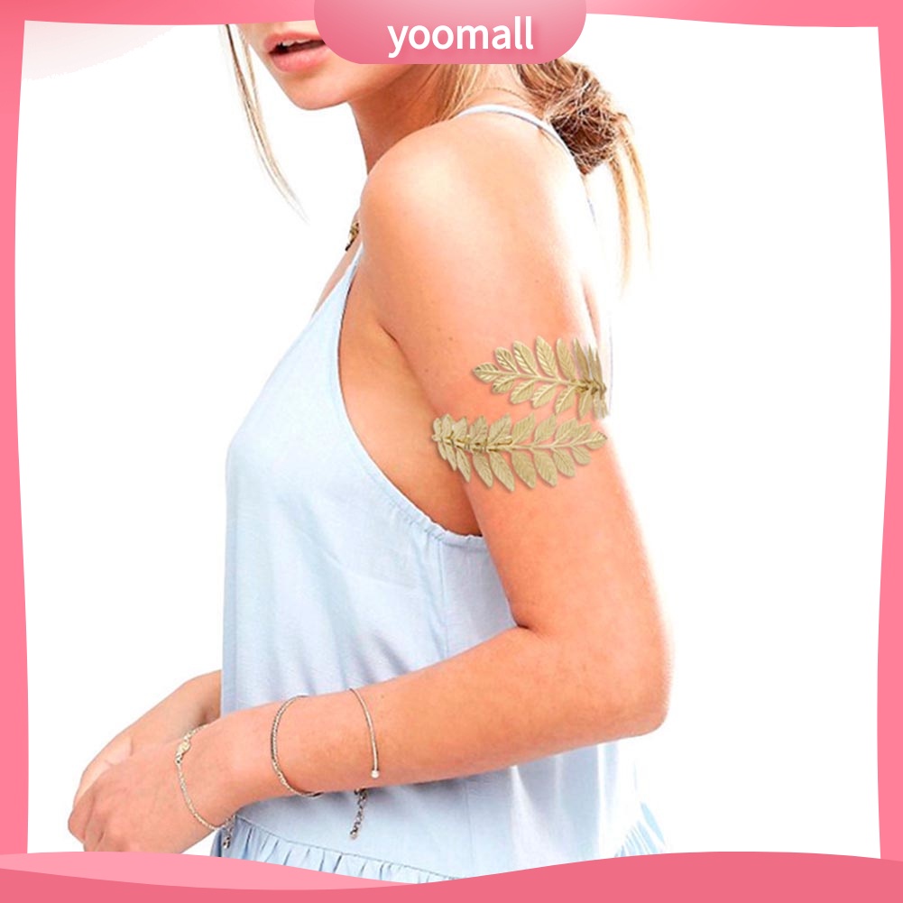 Vòng Đeo Cánh Tay Hở Bằng Kim Loại Hình Chiếc Lá Thời Trang Cho Nữ