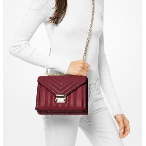 Túi xách Michael Kors màu đỏ mận mã 30F8TXIL3T- WHITNEY LG SHLDR LEATHER- DK BERRY