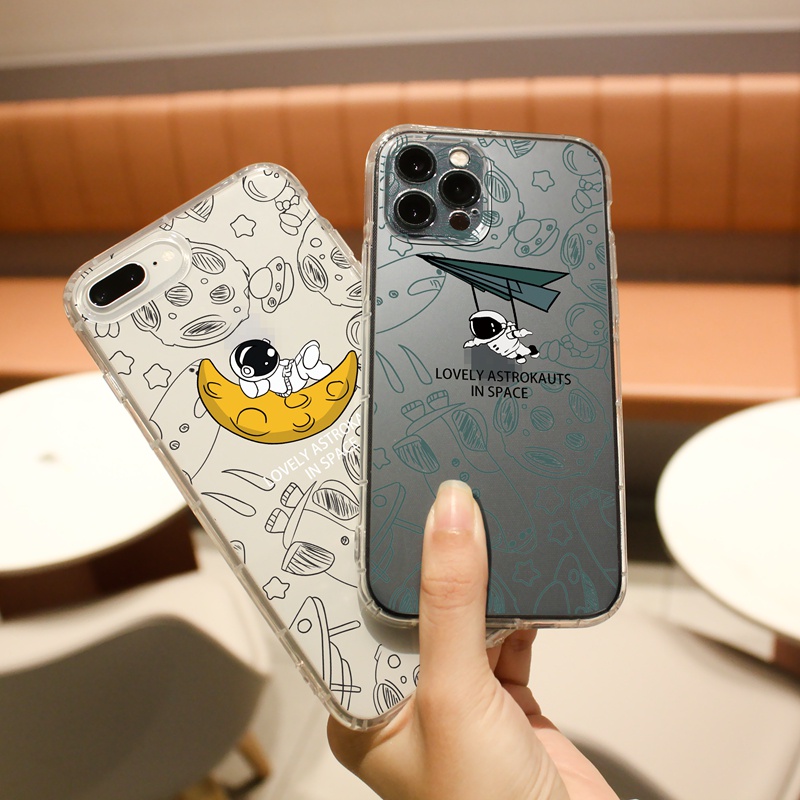Ốp lưng iphone Ốp điện thoại Suntaiho bằng TPU trong suốt in hình phi hành gia cho IPhone 13 12 11 Pro Max X Xs Max XR 8 7 6 6S Plus