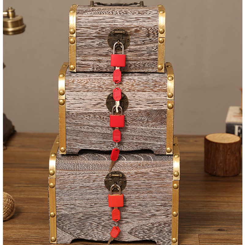 Hộp gỗ đựng tiền có khóa/chìa khóa tiện dụng