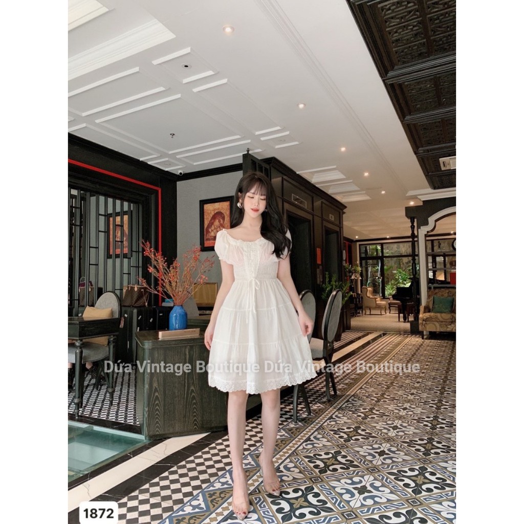 Váy babydoll trắng cúc ngực - 1872 | BigBuy360 - bigbuy360.vn