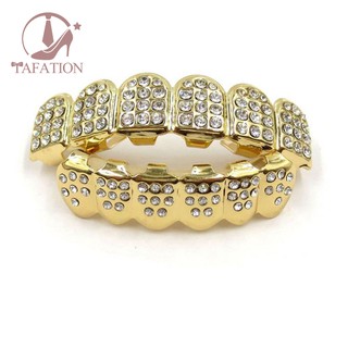 Gold Grills Grill Set Hip Hop Bling Jewelry zircon Teeth GRILLZ Top Bottom Tooth Caps