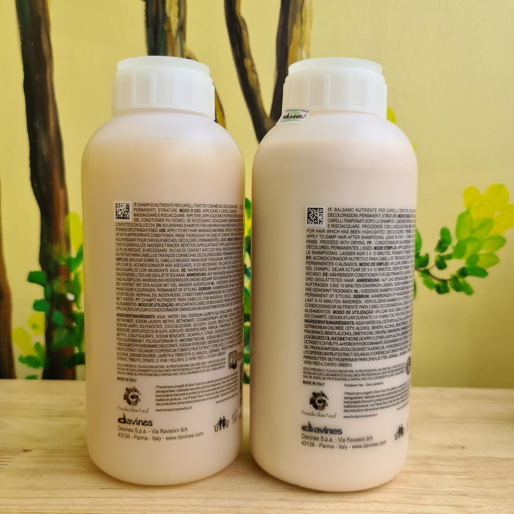 Bộ dầu gội xả Davines Nounou cho tóc khô hư tổn do uốn nhuộm của Ý 1000ml