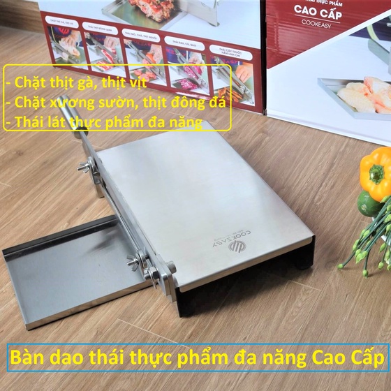 BỘ DAO LÀM BẾP THÉP HỢP KIM 420J2 Siêu Cứng Kết hợp Bàn Thái Inox 304 (2 Trong 1) Cao Cấp COOKEASY - Size: 25*35*10 (Cm)