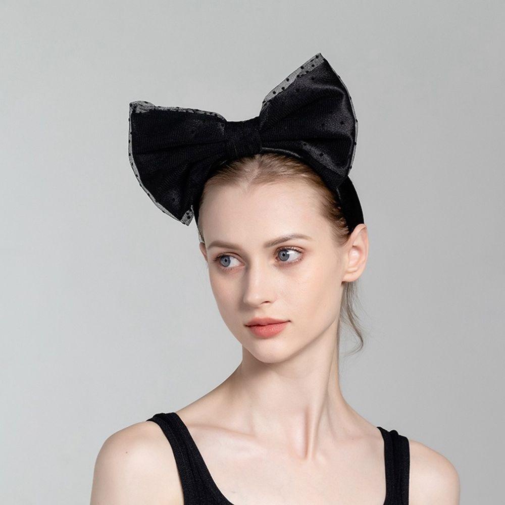 ANEMONE Băng Đô Nơ Họa Tiết Chấm Bi Phối Ren Thời Trang Thu Đông Cho Nữ