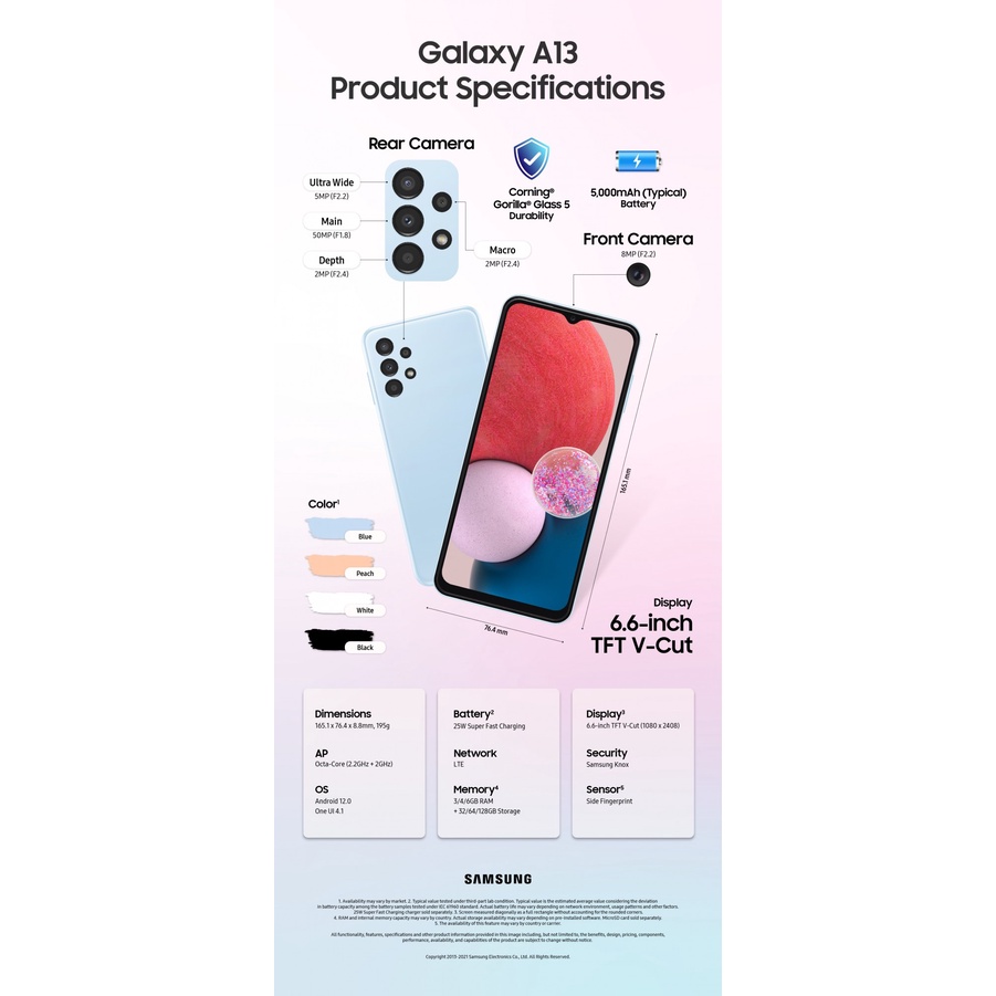 Điện Thoại Samsung A13 6GB/128GB|4GB/128GB-Chính hãng-Nguyên Seal