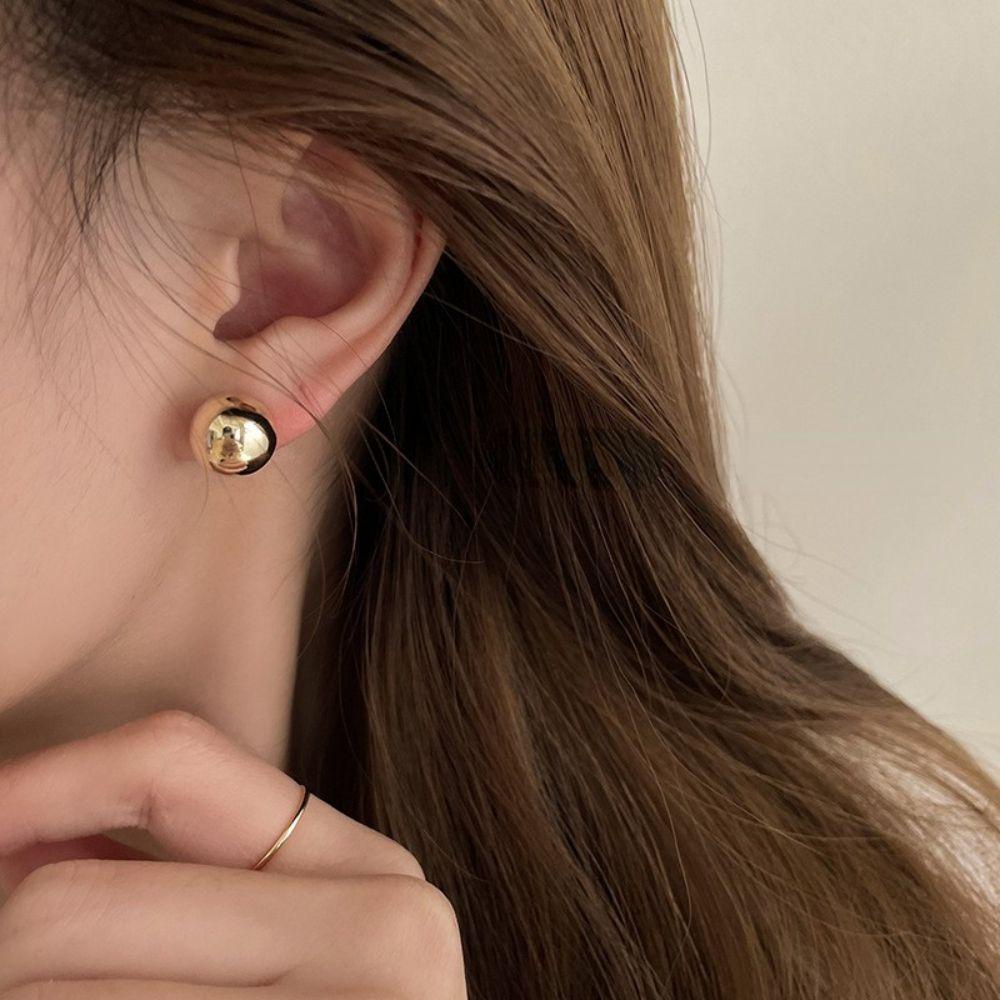 QQMALL Bông Tai Xỏ Bóng Tròn Phong Cách Hàn Quốc Thanh Lịch