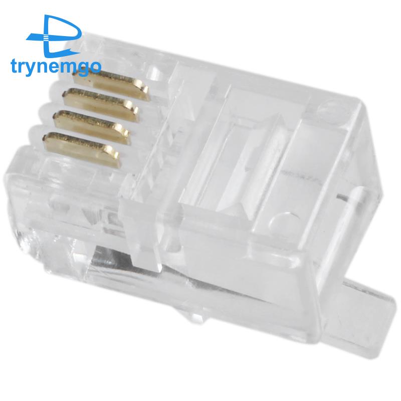 30 Đầu Nối Điện Thoại RJ9 4P4C Chất Liệu Nhựa Trong Suốt