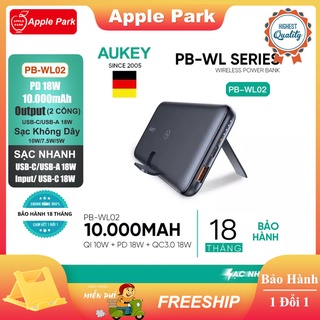 Sạc dự phòng không dây Aukey PB-WL02 10000mAh PB-WL03S 20000mAh, Sạc Nhanh PD/QC 3.0 18W,Bảo hành 18 Tháng