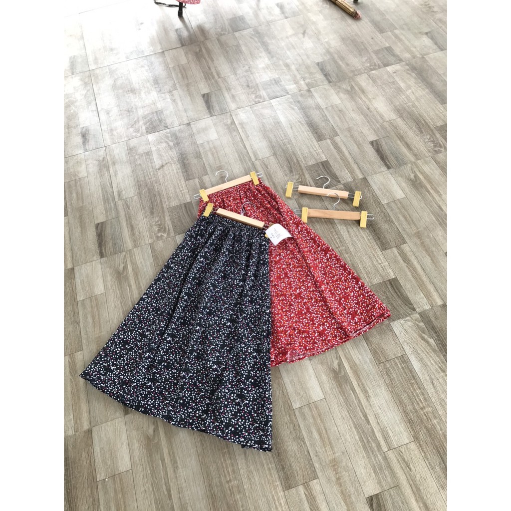 CHÂN VÁY MIDI HOA NHÍ chất voan mịn