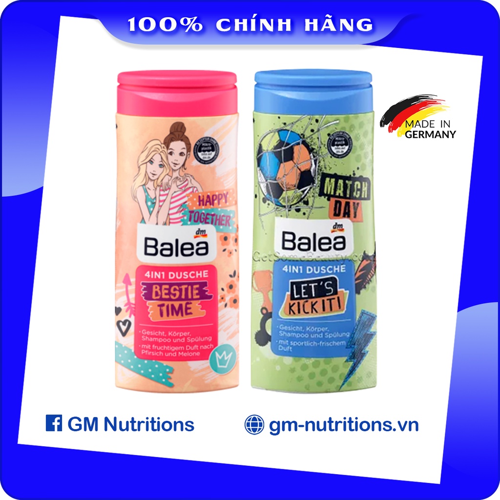 Sữa tắm gội xả rửa mặt cho bé trai bé gái Balea 4in1 chai 300ml