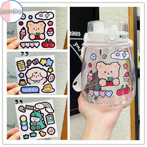 Miếng dán trang trí cốc nước bằng PVC chống thấm nước hình động vật đáng yêu