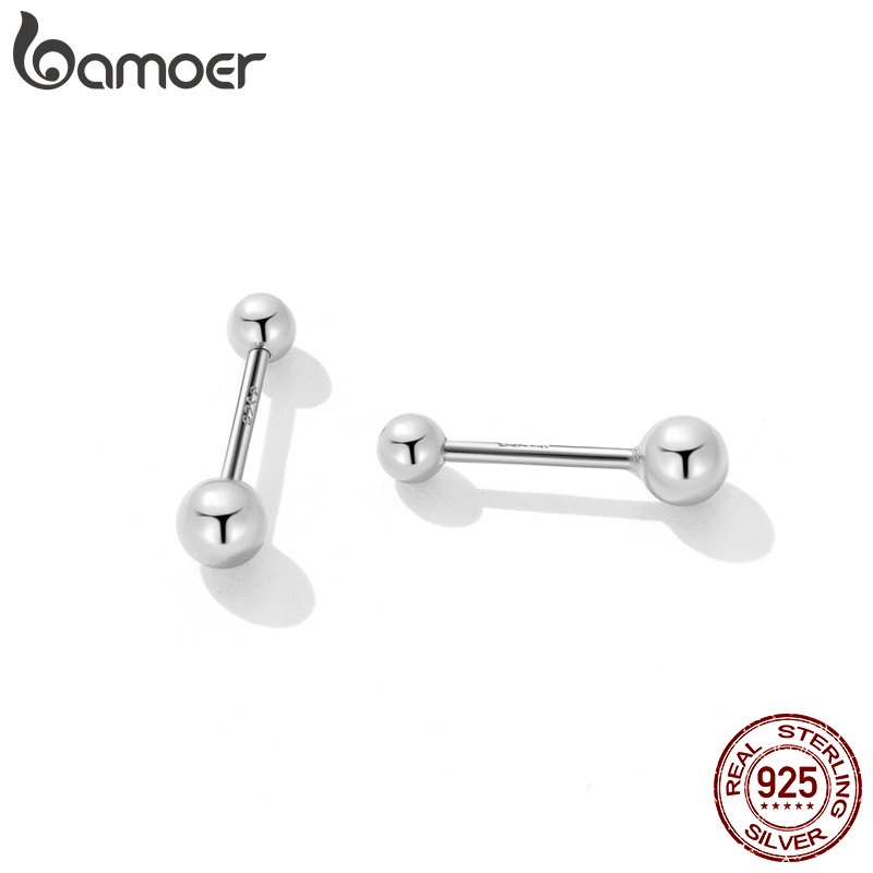 Đôi bông tai BAMOER bạc 925 thời trang đơn giản dành cho nữ